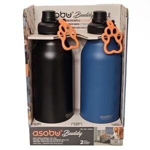 asobu Buddy Vacuum Pet Food And Water 2 bottle Set White Green  NWT Gift Dog